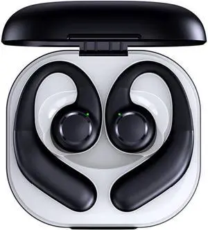 JNXIKOU Open Ear Headphones Wireless Bluetooth 5.3 Air-Conduction On Ear Buds IPX5 Waterproof Earbuds for Sports,Mics Clear Call,Lightweight Design,Ergonomic Ear Hooks for Sports/Workout/Running,Black