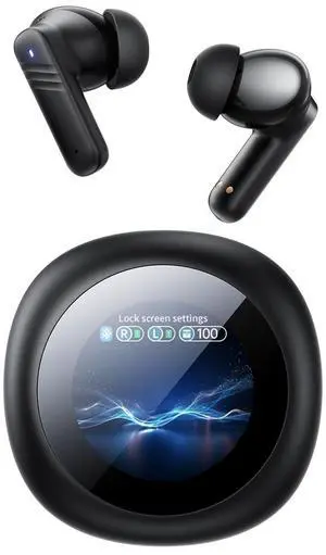JXNGZLQ Earbuds with Screen Wireless Ear Buds Bluetooth Headphones with Built-in Mic Extra Comfort IPX5 Waterproof Headset 360 Stereo with Noise Cancellation (Black)