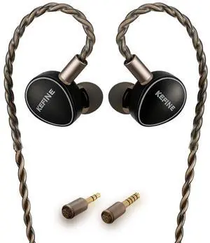 Syeindunce KEFINE Quatio Hybrid IEM Earphones, 2DD+2BA In-Ear Monitors, HiFi Wired Earbuds with Replaceable Tuning Nozzles, CNC Aluminum Housing, 3.5/4.4mm Interchangeable Plugs for Audiophile (Black)