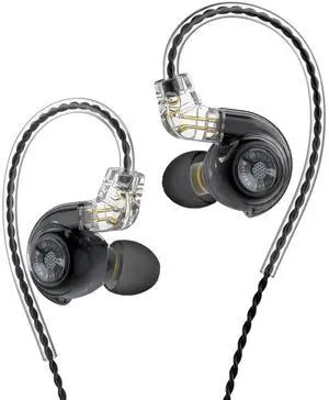 HJ822 In-Ear Monitor, HiFi Headphones with Dual Magnetic Dynamic Driver, IEM Earphones Gaming Earbuds with Volume Control Bass Stereo Noise Isolating, 3.5mm Tangle-Free Cord (Without mic)