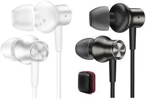 Jiunai 2 Pack USB C Headphones, Wired Earbuds with USB C Plug in Ear Magnetic Stereo Remote Control Corded Type C Earphones for Samsung Galaxy S24 Ultra S24+ Plus iPad 15 Pro Max Gun Metal & Silver