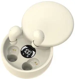 Honcas Mini Invisible Bluetooth Earbuds - Ergonomic Wireless Earbuds with Premium Sound Quality and One-Step Auto Pairing (Beige)