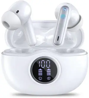 HKERR Wireless Earbuds, Bluetooth 5.3 Headphones with 4 Mics, ENC Noise Cancelling, IPX7 Waterproof, 50H Deep Bass Sport Bluetooth Earbuds for Sports, Workout