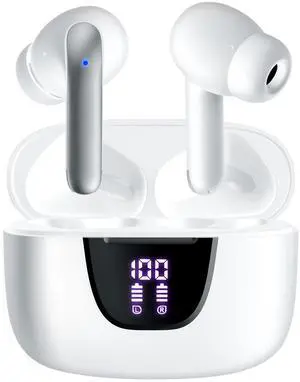 HYIEAR Wireless Earbuds, Bluetooth Earbuds V5.3, 40H Playtime, LED Display, IPX5 Waterproof Bluetooth Headphones with Mic, Support Wireless Charging