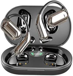 Open Ear Headphones True Wireless Earbuds Bluetooth 5.4 10h Play Time & 80h Standby Time Sports Earphone Built-in Mic with Ear Hooks LED Display Charging Case Waterproof Design for Running & Fitness