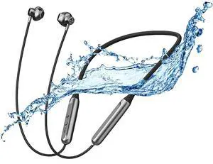 MOCANIO Magnetic Neckband Headphones Semi-in-Ear IPX5 Waterproof Around The Neck Headphones 8H Playtime Bluetooth V5.3 Wireless Earbuds 27g Ultra-Lightweight Comfort for Sport Business Trips (Black)