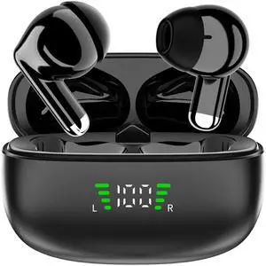 HSQFBHS Wireless Bluetooth 5.3,Earphone Bass Stereo, Earbud with LED Display, IPX7 Waterproof in Earbud, Active Noise-canceling Fashion Earphone