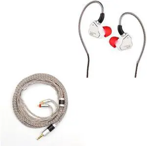 HIFIXAUDIO 7Hz Salnotes Zero in-Ear Monitor, 10mm Dynamic Driver IEM Wired Earbuds (Without Mic, White) IFIXAUDIO Tripowin Jelly HiFi Upgrade Cable (3.5mm, 2pin 0.78mm)