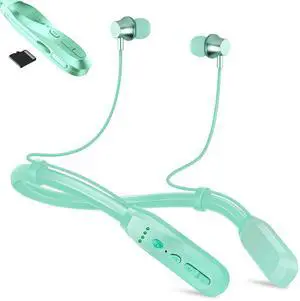Neckband Bluetooth Headphones with TF Card Slot,Wireless Bluetooth Earbuds w/Mic in-Ear Magnetic Neckband Earphone,160H Playtime,Stereo Magnetic Earbuds,Noise-Isolating Neck band for Sports/Trips/Run