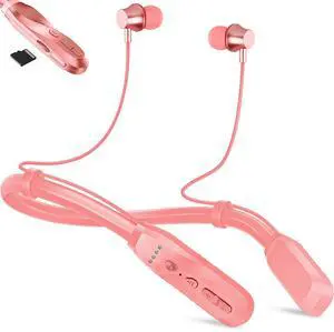 Neckband Bluetooth Headphones with TF Card Slot,Wireless Bluetooth Earbuds w/Mic in-Ear Magnetic Neckband Earphone,160H Playtime,Stereo Magnetic Earbuds,Noise-Isolating Neck band for Sports/Trips/Run