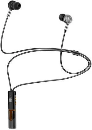 gootu Bluetooth Sports Earphones,HD 9D Surround Sound Earplugs with Microphone,Running Fitness Sports Noise Reduction Hanging Neck Earphones,with Dual Batteries and Digital Display of Power.