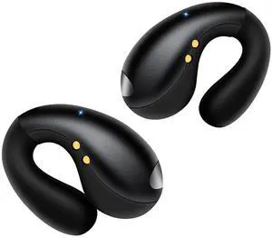 Open Ear Clip on Earbuds, Wireless Bluetooth Secure Fit Comfort Wear Sports Headphones, 30H Long Playtime, LED Power Display Waterproof Earphones for Exercise lovers and Glasses Wearers (Black)