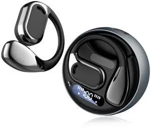 Ftoghe AI Translation Earbuds Real Time, Bluetooth 5.4 Headphones with Personalized Spatial Audio, IPX4 Sweat & Water Resistant, LED Display, Over-Ear Buds with Earhooks, for Sports Workout Black
