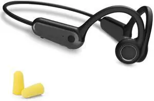 GUATTIR Bone Conduction Headphones Bluetooth 5.3 Open Ear Headphones with Microphones Wireless Workouts Headset Waterproof Lightweight, 8Hrs Playtime for Running, Cycling, Gym (Deep Black)