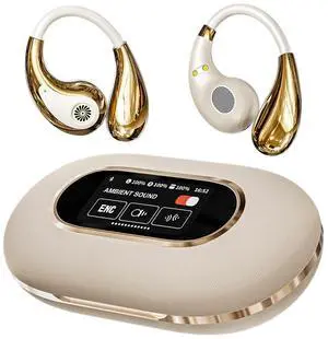 AI Translation Earbuds Real-time, Languages Translating Headphones OWS Open Ear Wireless Sport Earphones with Smart Touch Screen, 3-in-1 Translator Headsets Devices for Travel Business Learning