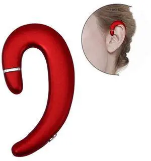 Sunffice Ear Hook Bluetooth Wireless Headphone,Non Ear Plug Headset with Microphone,Single Ear Noise Cancelling Earphones Painless Wearing for Android Smartphones,iPhone14 13 12 11 X 8 (Red)
