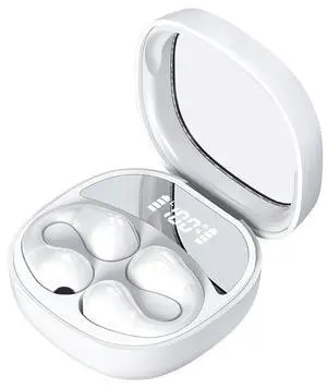 ElecSmart JR01 2024 New Mini Open Ear Headphones Wireless Bluetooth,Wireless Ear Clips Ear Buds Clip On Earbuds Open Ear Headphones,IPX4 Waterproof Earphones Sport Cycling Running Work (White)