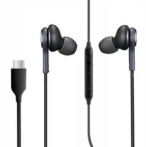 2025 New in-Ear Earbuds Stereo Headphones for Samsung Galaxy Z Fold6S24S23S22S21S20 Note 10 10+ - with Microphone and Volume Remote Type-C Connector-Black