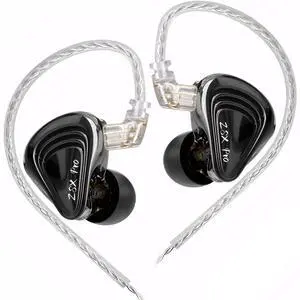KZ ZSX Pro  5BA+1DD 6 Driver Hybrid in-Ear HiFi Earphones, in Ear Earbuds, in-Ears Headphones for Audiophile Musicians (Without mic, Black)