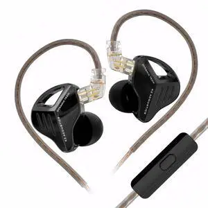 KZ ZVX Pro Dynamic in-Ear Headphones - HiFi Sound Quality Earbuds, High-Fidelity Monitoring Earphones for Music, 0.75mm 2Pin Replaceable Cable (with Microphone, Black)
