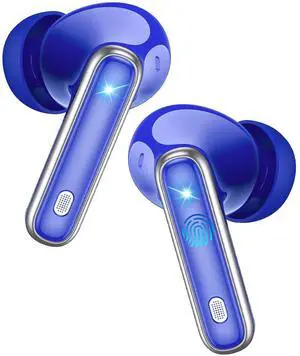 EUQQ Wireless Earbuds Bluetooth 5.4 Headphones, ANC Ear Buds with CVC 8.0 Deep Bass, 36H Long Playtime, Power Display, IPX7 Waterproof in Ear Earphone with Mic for Phone Tablet Sports Workout, Blue