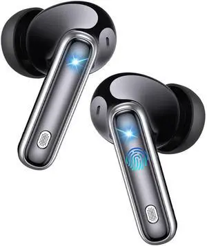 EUQQ Wireless Earbuds Bluetooth 5.4 Earphones in Ear with Dual Noise Cancelling Mic, Transparency Mode Ear Buds Deep Bass Stereo Sound, 36H Playtime LED Display Wireless Headphones IP7 Waterproof