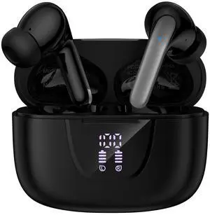 Wireless Earbuds Bluetooth 5.3 Headphones,Noise Cancelling EarBuds with Deep Bass 60H Playback Stereo Ear Buds with Mic LED Display Charging Case IPX7 Waterproof in Ear Earphone for Phone Laptop Sport