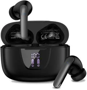 Wireless Earbuds for Google Pixel 9a/8/7,5.3 Black Bluetooth Headphones In-Ear with Stereo Bass Ear buds ENC Noise Cancelling Mics,40H Playtime Mini Case IP7 Waterproof for iPhone Android Phone Sports