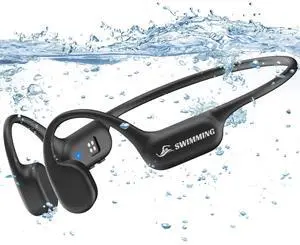 SAMVEK Swimming Headphones IP68 Waterproof, Bone Conduction Headphones MP3 Player Built-in 32G Memory, Bluetooth 5.4 Wireless Headset, Open Earphones Sports Suitable for Running, Cycling, Exercise