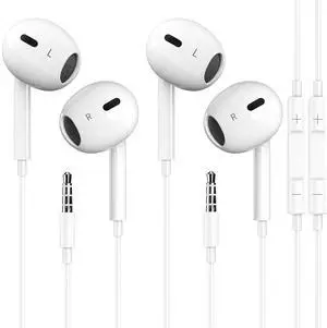 Docutca 2 Pack Wired iPhone Earbuds/Wired Headphones with 3.5mm Earphones[MFi Certified] with Microphone Volume Control Compatible for iPhone,iPad,iPod,Computer,MP3/4,Android Most 3.5mm Audio Devices