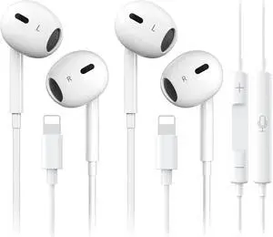 2 Packs-for iPhone Headphones Wired Earbuds/Earphones Nosie Reduction Built-in Microphone & Volume Control Headsets Compatible with iPhone 14/13/12/11/XR/XS/X/8/7/SE/Pro/Pro Max, Plug and Play