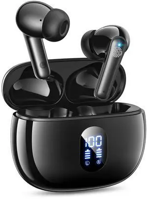 ZZU Wireless Earbuds, Bluetooth Ear Buds with Big Bass Stereo Sound, 48 Hours Playtime, Lightweight in-Ear Fit Earphones, IPX7, Hands-Free Calls with AI for iPhone, Android, Pad, Sports, Workout Blue