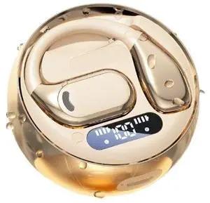 DeKangHY Open Ear Earbuds Wireless Earbuds Bluetooth 5.4, LED Display Bluetooth Earphone for Workout/Running, AI Noise Reduction Touch Controls, 72hr Playtime,Waterproof Gold