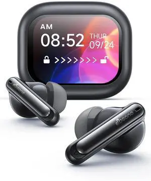 Wireless Bluetooth Earbuds: 5.4 TWS, 13mm Drivers Hi-Fi Deep Bass, 30H Playtime, Touchscreen Control, Mic for Calls, IPX5 Water-Resistant/Sweatproof, USB-C Charging, Gifts for Teens/Women/Men, Black