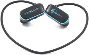 Blue Voice Waterproof MP3 Player Underwater Headphones for Swimming Wrap Around Earbuds 8GB Memory Swim Headset USB Rechargeable IPX8 Earbuds Water Proof for Gym Jogging Running Swimming black