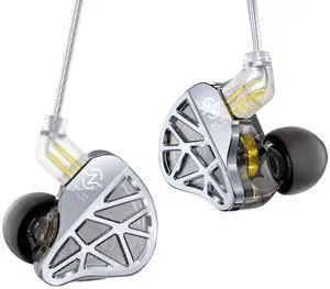 CCZ Nocturne in Ear Monitors IEM Earbuds, 1DD 1BA Hybrid Driver iems for Gaming, Bass-Enhanced Wired Earbuds, in Ear Monitor Headphones Earphones for Singers Studio(no mic, Silver)