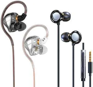 2 Pack H89 in Ear Monitor Headphones+TC01 Black Wired Earbuds