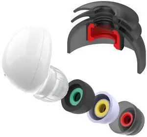 Premium Multi-Flange Eartips for Galaxy Buds2/Galaxy Buds FE (Black)  Always Fits, Never Slips
