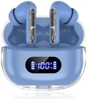 BYDTOOPCBD Blue Wireless Earbuds P1 PRO, Earphones Wireless Bluetooth Headphones with Clear Call Mics Ear Buds, Comfortable Fit, IPX7 Waterproof Long Battery Life, 30H Playtime for Sports Workout