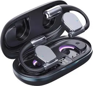 Becklos Open Ear Headphones, Wireless Ear Buds with Earhooks, IPX7 Waterproof, Touch Control Earphones, Sport Headsets, Bluetooth 5.4 Headsets for Workout Running