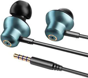 Wired Earbuds in-Ear Headphones3.5mm Jack Wired Earbuds with MicrophoneHigh-Fidelity Stereo Subwoofer with Four Speakers, 4.2 ft Long Cable, S/M/L Ear Tips