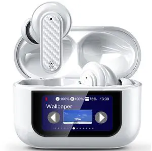 ARMLULU Smart Touch Screen Earbuds, Powerful Bluetooth Ear Buds Touch Control, ANC + ENC Wireless Touchscreen Earphones, Active Noise Cancelling, in-Ear Headphones for Music; White ARMLULU Smart Touch Screen Earbuds, Powerful Bluetooth Ear Buds Touch Control, ANC + ENC Wireless Touchscreen Earphones, Active Noise Cancelling, in-Ear Headphones for Music; White