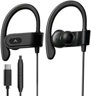 Avantree C171 - USB-C Wired Earbuds with Microphone & Volume Controls, Compatible with New iPhone 15 & 16, Samsung, Google & Android Type C Phones Headphones with Ear Hook for Running & Sports