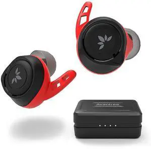 Avantree SweatProof Wireless Earbuds with Ear Fins for Secure Fit, Best for Running Sport Workout Exercise, Great Sound with aptX, IPX7, Bluetooth 5.0 Earphones w/ 120Hrs Long Battery Life - TW106