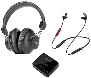 Avantree D4169 Dual Wireless Headphones & Earbuds Set for TV Watching with Bluetooth Transmitter, Personalized Volume Control, Plug-n-Play, No Audio Delay