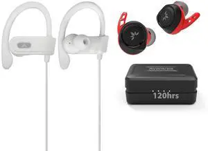 Avantree E171 & TW106 Bundle - Wired Earbuds & Wireless Earbuds for Sports, Sweatproof Wrap Around Earphones with Over Ear Hook, SweatProof with Ear Fins for Secure Fit