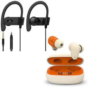 Avantree E171 & Clan N1 Bundle, Sports Earbuds Wired with Microphone & Active Noise-Canceling Wireless Earbuds for Music & Calls While Commuting with Hybrid ANC