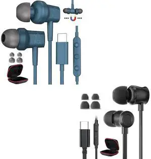 USB C Headphone Wired Earbuds, Noise Cancelling Type C Earphones for iPhone 16 15 Pro Max Plus with Mic Volume Control Tangle Free Flat Cable for Samsung S24 S23 FE Ultra,for Pixel,for OnePlus