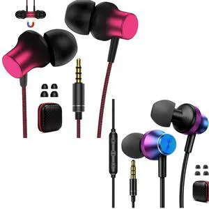 AIAUXAI 3.5mm Wired Earbuds for iPhone for iPad/Computer,Noise Cancelling Headphones Wired with Microphone,in Ear Earphones for Kids,Women,School