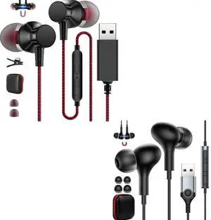 USB Headset with Microphone for PC Laptop,3.9ft USB A Headphones Earbuds for Computer with Volume Control Mute for HP Dell Laptop for Chromebook